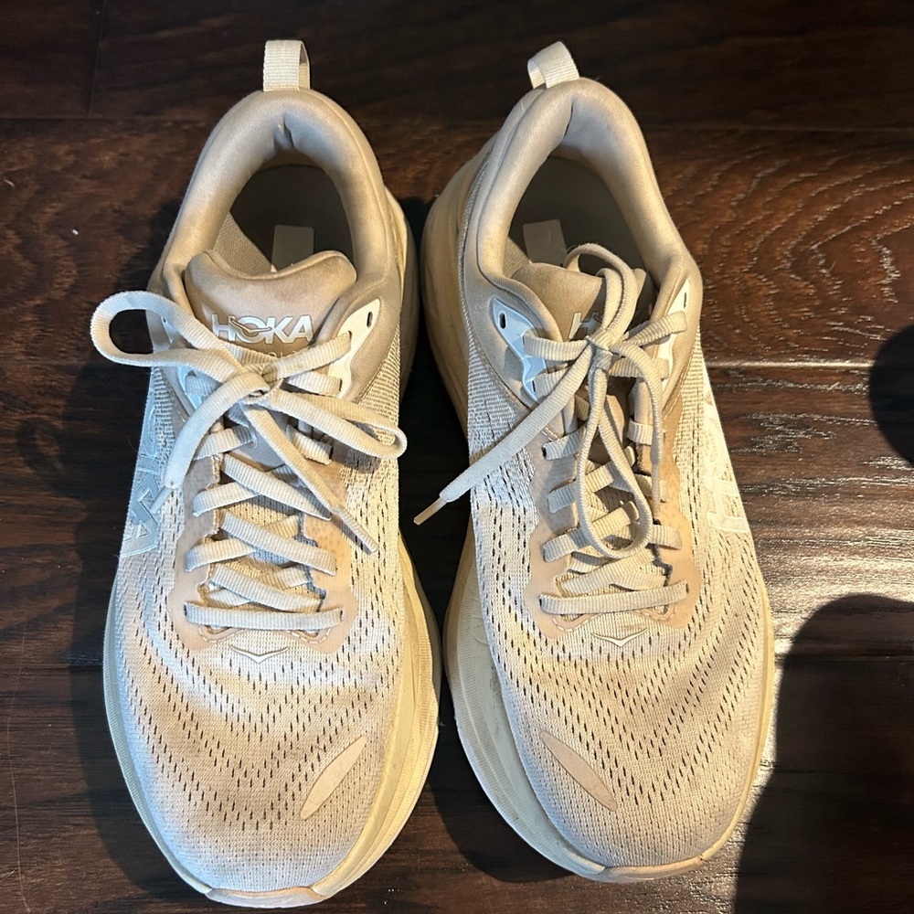 Hoka Bondi 8 Women's Athletic Shoes - Beige